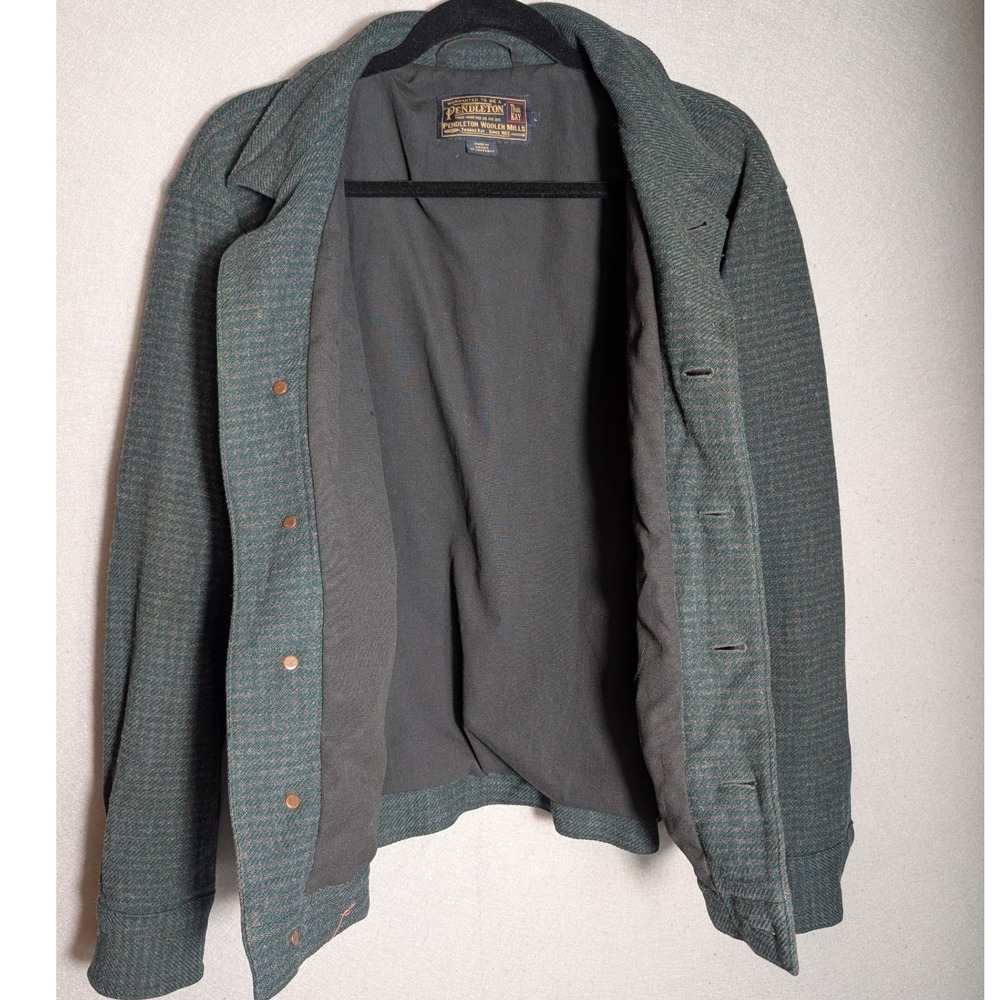 Vtg Pendleton Wool Jacket Green Houndstooth Thomas Kay Ltd Ed 10/400 Women Lg - Picture 10 of 12